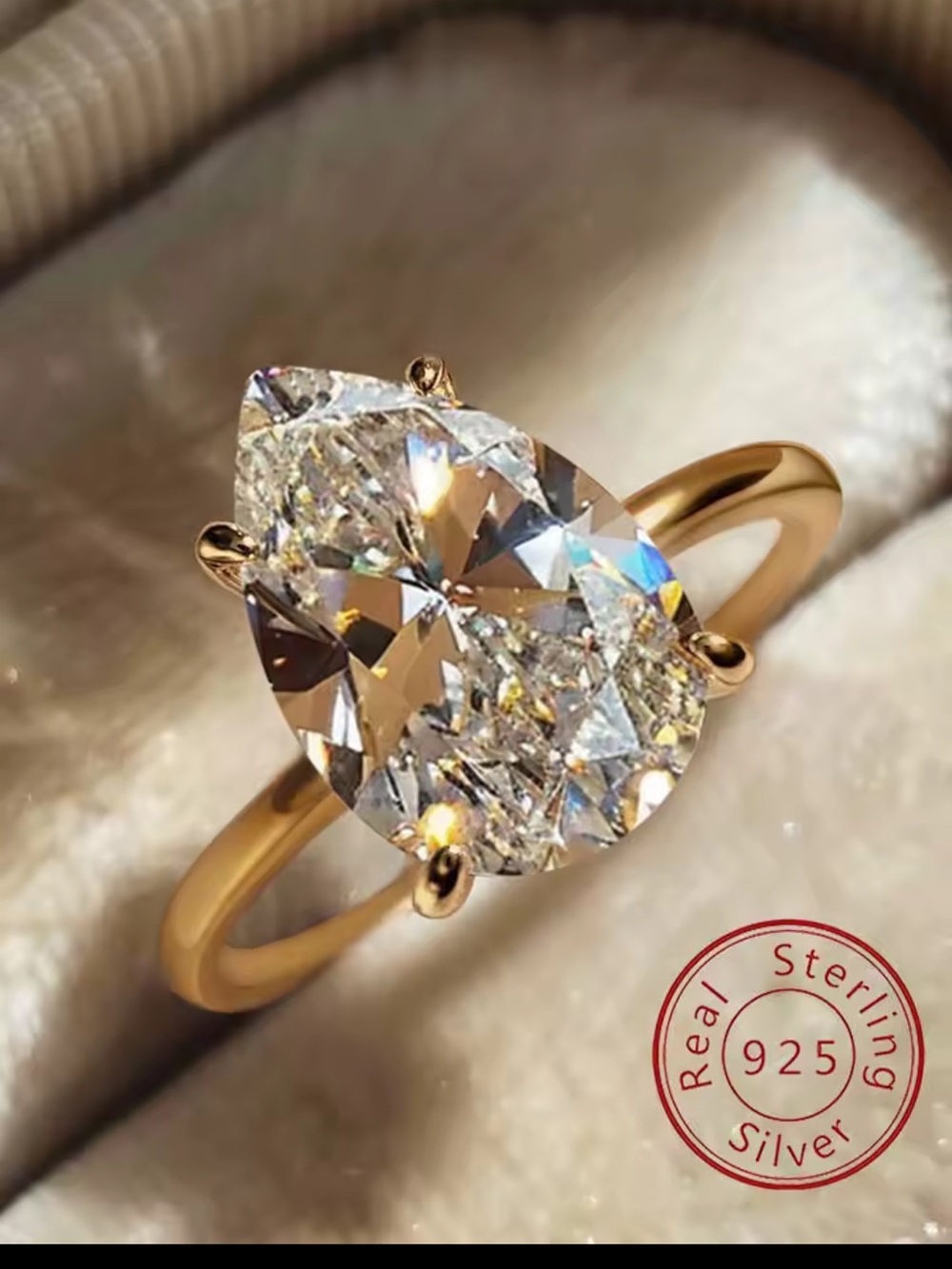 925 Sterling Silver 1-CT Zircon Sparkling high quality engagement ring